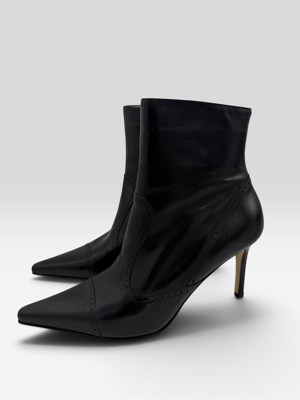 Collection Fifty Nine Leather Ankle Boots Size 9.5 Pointed Toe Stiletto Heel